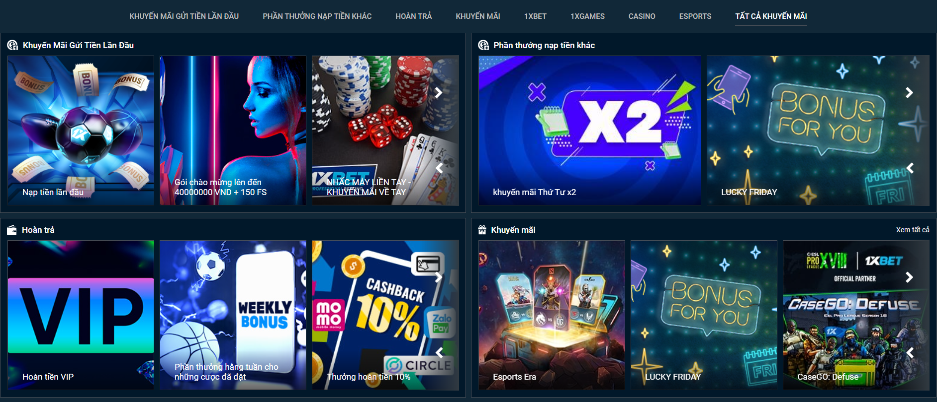 Tiền thưởng từ 1 x Bet