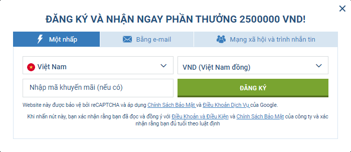 Đăng ký tại 1 x Bet